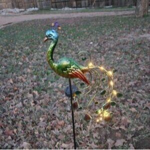 Solar Garden Lights, 39 "Height Outdoor Metal Peacock Decorative Garden Stakes